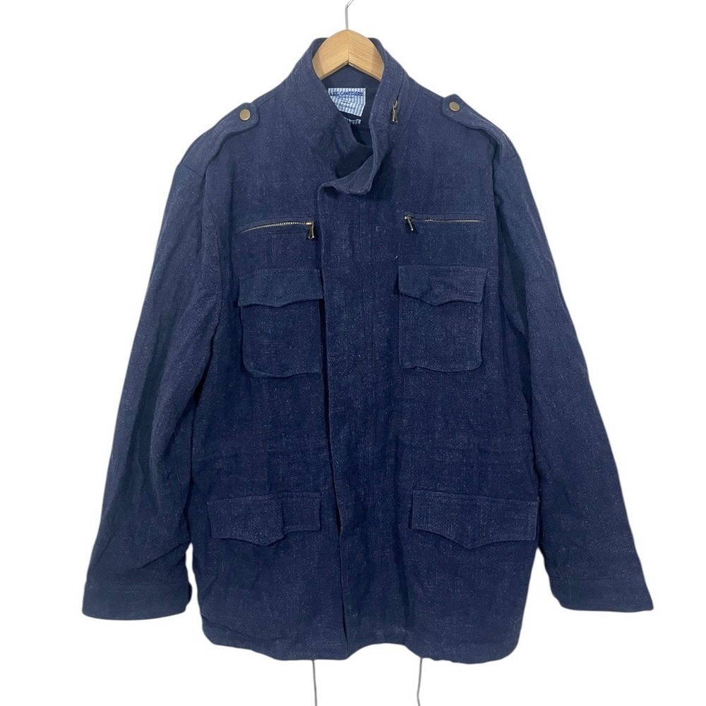 Les Canebiers Veste Men Messardi Navy XL Utility Jacket Linen Blend NWT Luxury